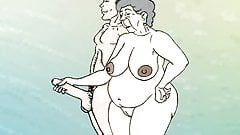Fantasy lustful granny on the beach!