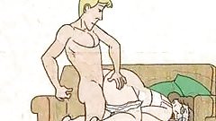 Boy fucked granny in the dog-style and cums! Animation!