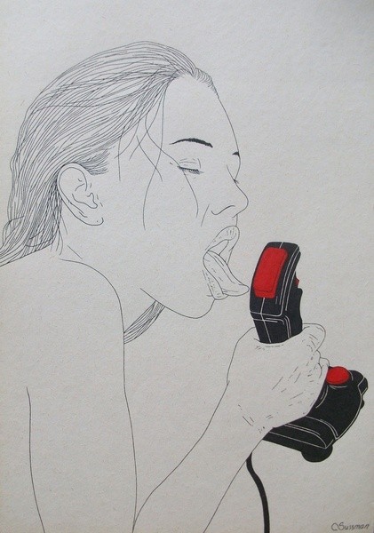 Bill Sussman erotic illustration nice chick lick joystick, than suck it?