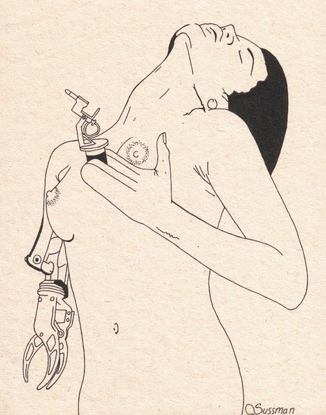 Bill Sussman erotic illustration human body and machine