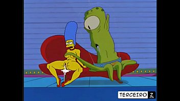 The Simpsons Marge is fucking with a green monster