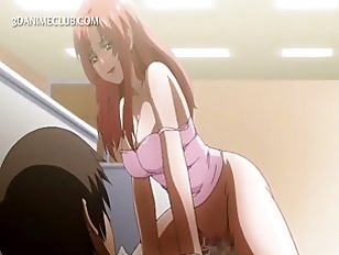 Slutty anime babe seducing teen stud for threesome
