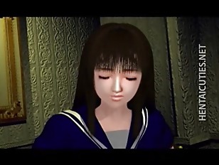 Brunette 3D hentai hoe gets slit rubbed