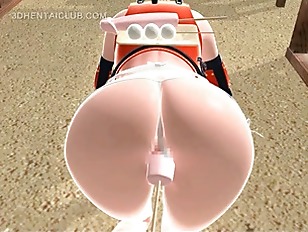 Horny hentai girl using fuck machine to reach orgasm