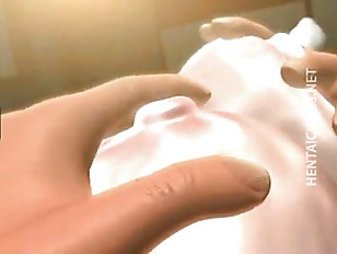Petite 3D hentai chick licking sperm
