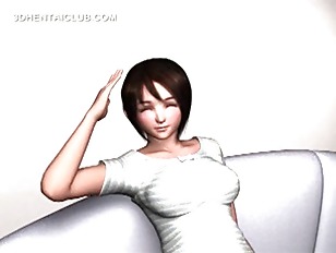 Shy anime girl having her twat teased thru undies
