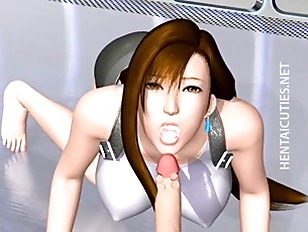 Nasty 3D hentai babe sucks cock