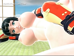 Horny hentai girl using fuck machine to reach orgasm