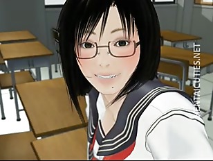 Dirty 3D hentai girl sucks dick outside