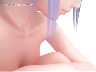 Blue haired hentai girl shows assets in tight body suit