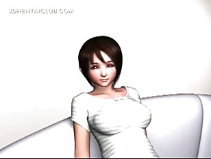 Shy anime girl having her twat teased thru undies