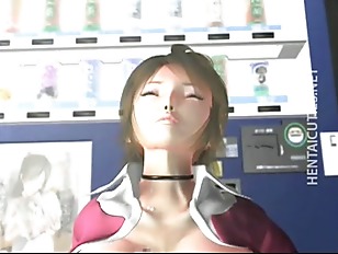 Busty Asian 3D hentai bitch fucks dick