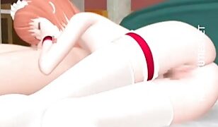 Stockinged 3D hentai maid sucks cock