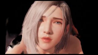 3D – Beautifull girl with bigtits,  ghost get doggy from behind her.