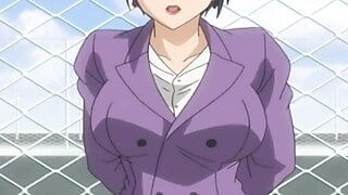 Hentai stud fucks busty teacher with his girlfriend watching