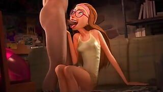 Nerdy Slut Doing Her Best To Deep Throat A Cock