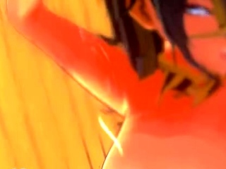 Brunette cums to hentai