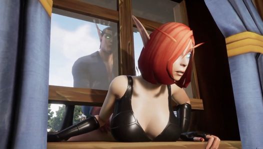 Elf Thieve Stuck on a Window: Warcraft Parody